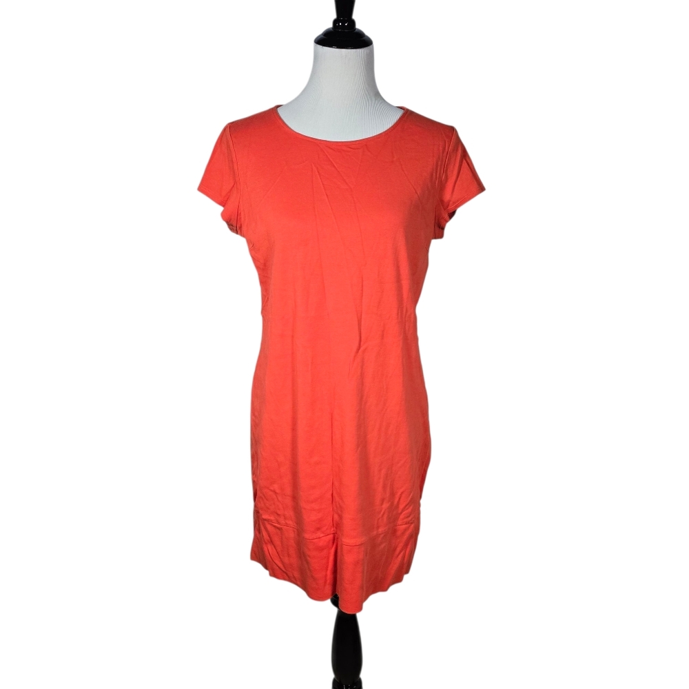New York & Company Large Orange Short Sleeve T-Shirt Dress AS IS